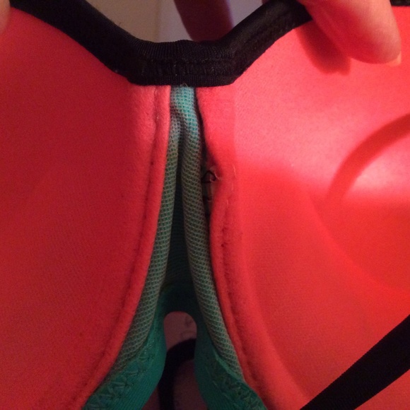Tinibikini Multicolor Turquoise/Peach Mesh Black Trim Two-Piece Swimsuit Size L - Picture 4 of 4